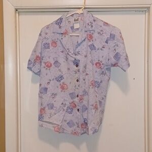 Tap & Co Petite Short Sleeve Button Up Blouse - Size Medium